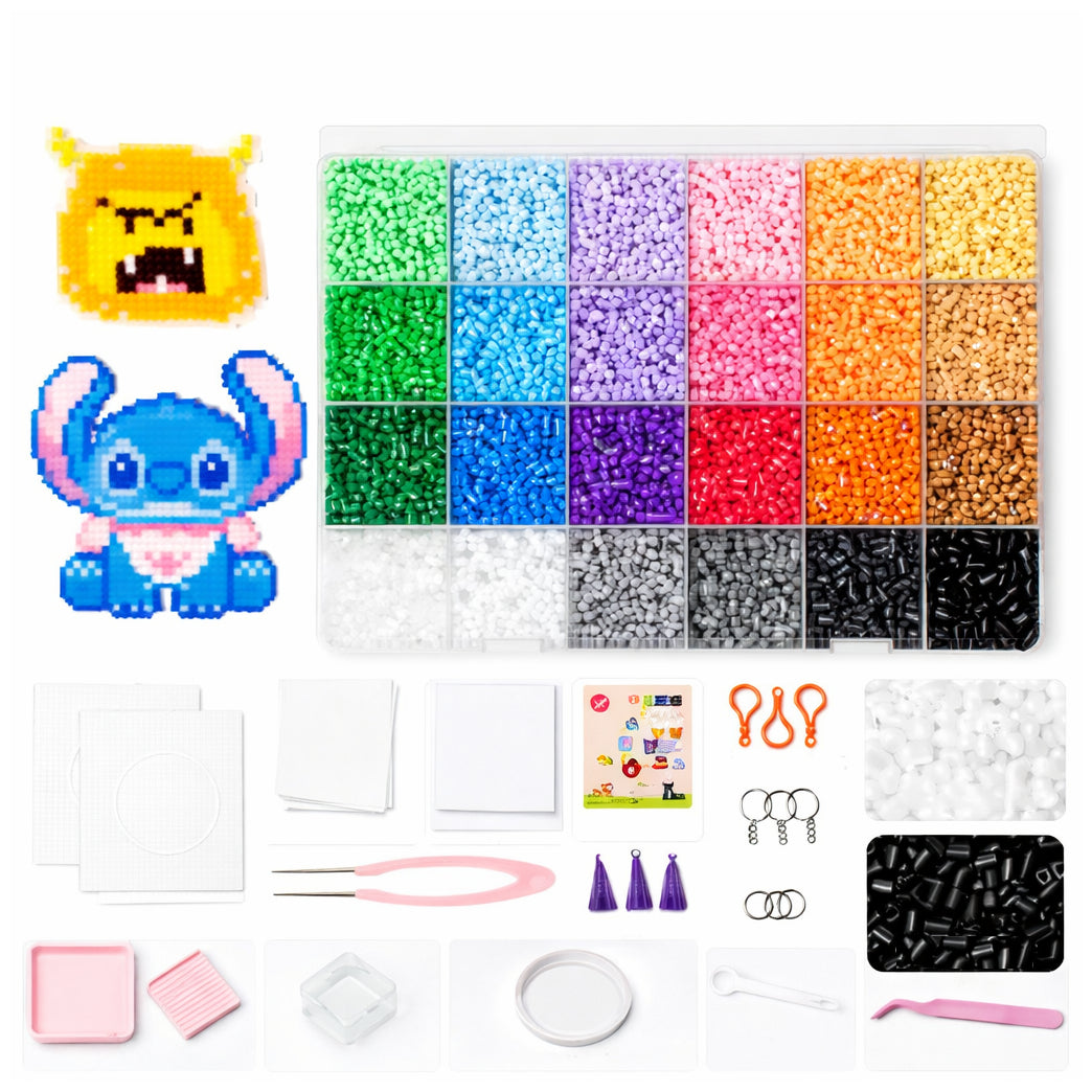 9600 Pieces 5mm Colorful Fuse Beads Kit with Pegboards Tweezers and Ironing Paper for Kids Crafts