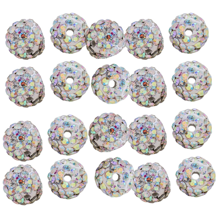 10mm White Rhinestone Beads for Jewelry Making Round Disco Crystal Beads for DIY Bracelets, Earrings and Necklaces