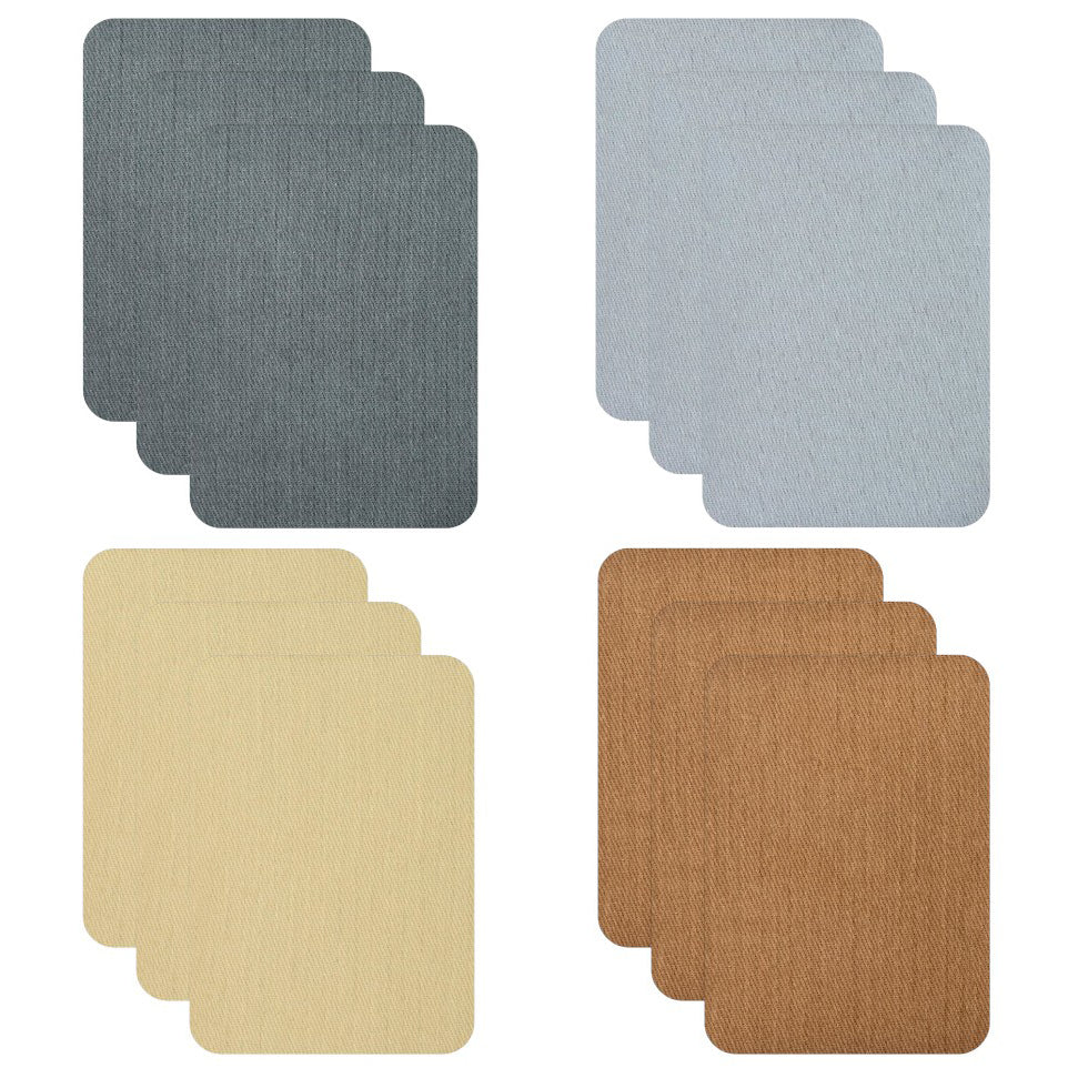 Cotton Iron-On Fabric Repair Patches for Clothing Inside and Outside with Strong Adhesive, Pack of 12