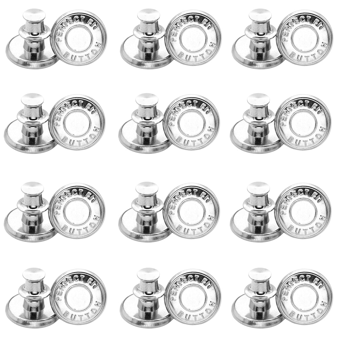 17mm No-Sew Jean Buttons for Pants Replacement and Waist Tightening, Pack of 12 Sets