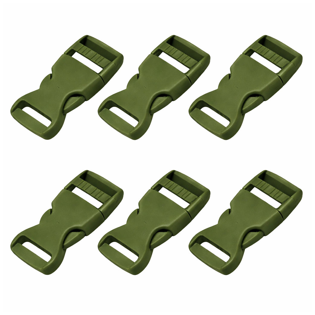 1 Inch Side Release Buckles Dual Adjustable Plastic Clips for Webbing Straps, Pack of 6