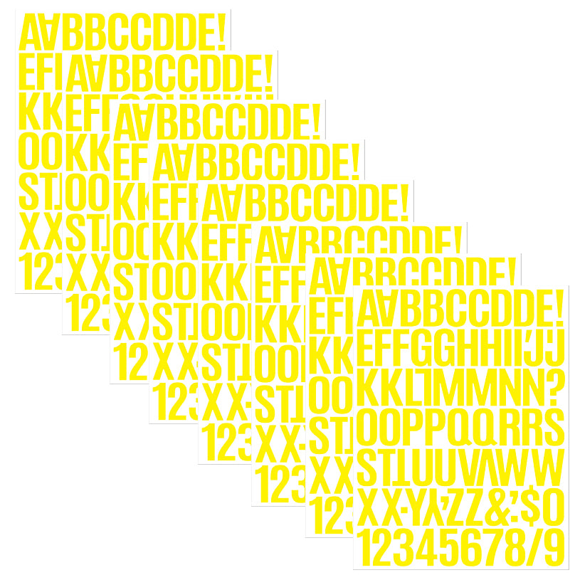Colorful Cartoon Alphabet and Number Stickers Self Adhesive Vinyl Letters Decals for Classroom Signs Doors Mailboxes, Pack of 8