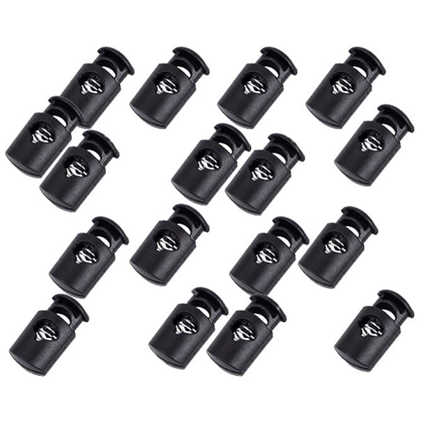 Black Plastic Cord Locks for Drawstrings and Shoelaces Durable Spring Toggle Stoppers for Bags and DIY