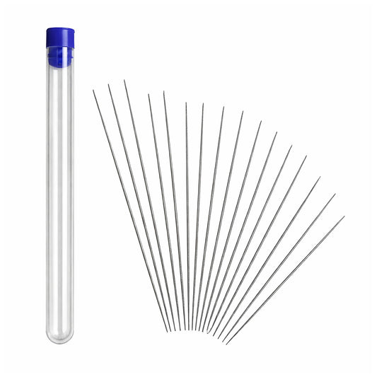 Collapsible Big Eye Beading Needles Set for Seed Beads With Clear Bottle Container, Pack of 18