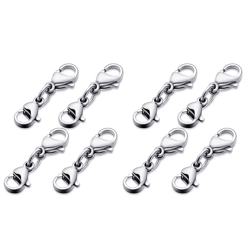 Stainless Steel Double Lobster Clasp Necklace Extenders for DIY Jewelry Making