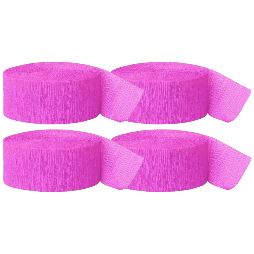 Crepe Paper Streamer Rolls for Birthday Parties, Baby Showers, Weddings, and Event Decorations, Pack of 4