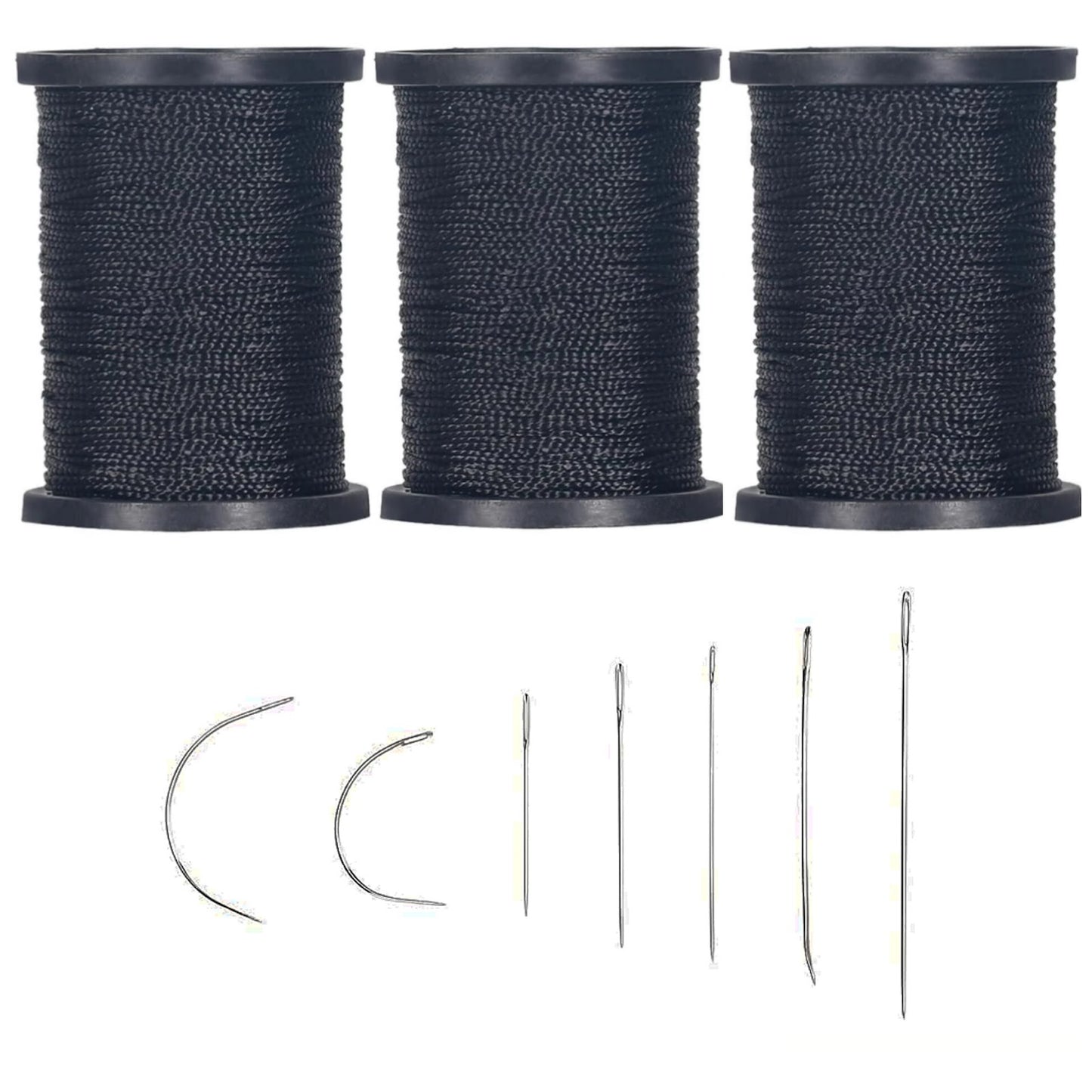 Heavy Duty Upholstery Repair Sewing Thread Kit with Leather and Canvas Needles and Nylon Thread Rolls