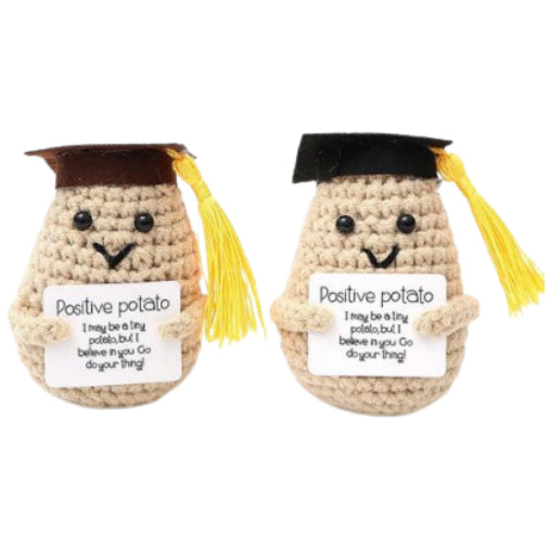 Two Dr. Potatoes Handmade Crochet Doll - Lovely Gift with Different Cards for Emotional Support & Positivity