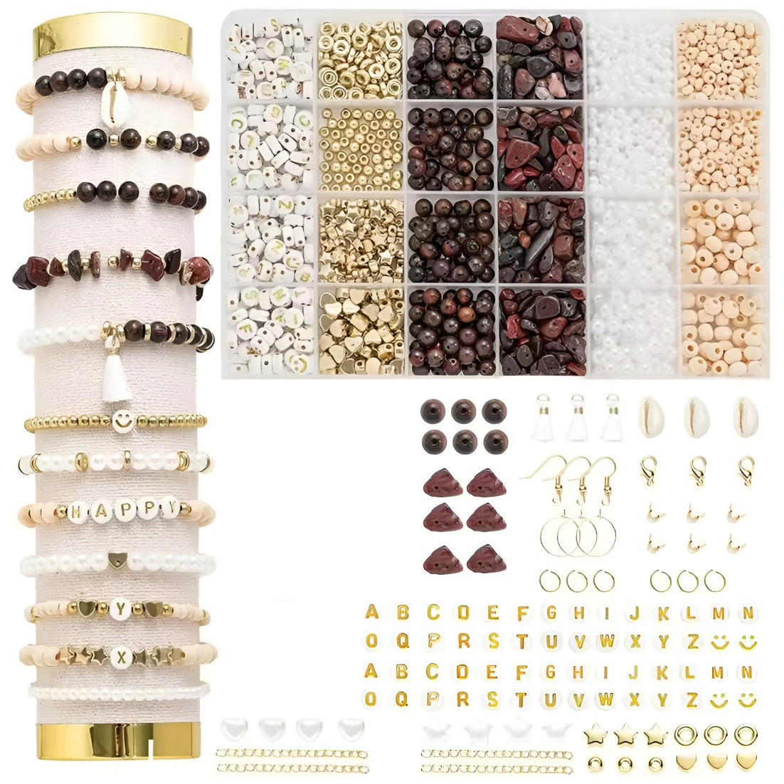 Natural Stone Beads Jewelry Making Kit Irregular Gemstone Supplies for DIY Bracelets Necklaces Earrings Adults