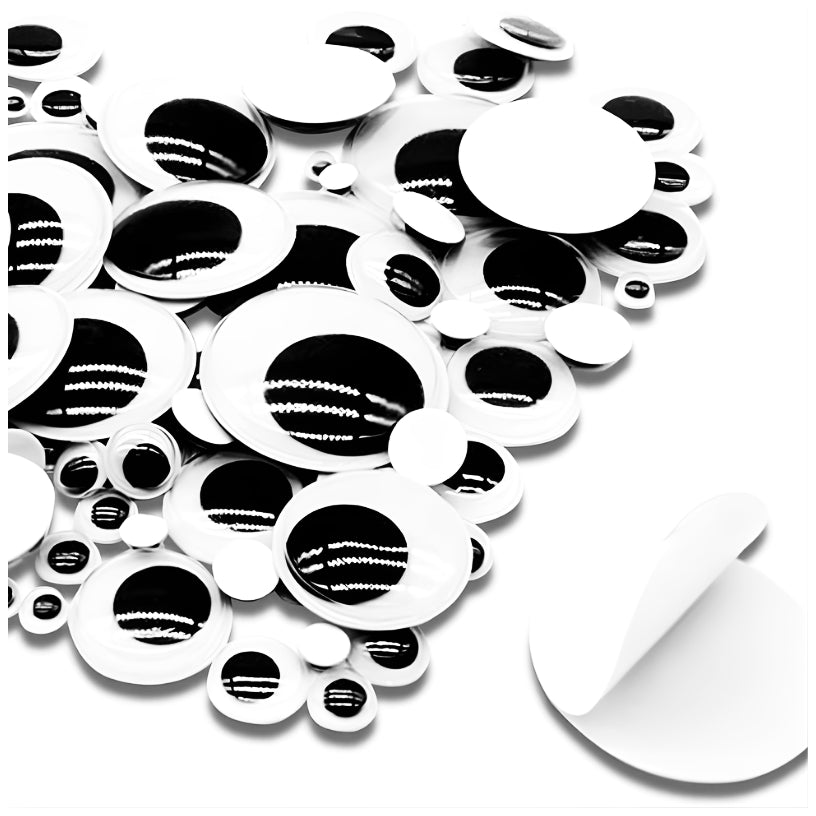 Black Wiggle Googly Eyes Self Adhesive for Crafts Puppets Slime Decorations Kids Art Projects
