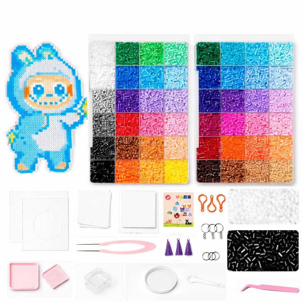9600 Pieces 5mm Colorful Fuse Beads Kit with Pegboards Tweezers and Ironing Paper for Kids Crafts
