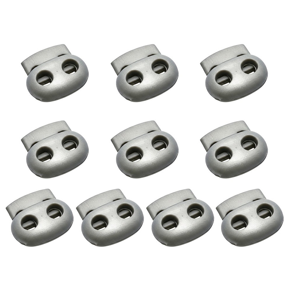 Double Hole Plastic Spring Cord Lock Toggles for Drawstrings Paracord Shoelaces and Elastic Bungee Rope