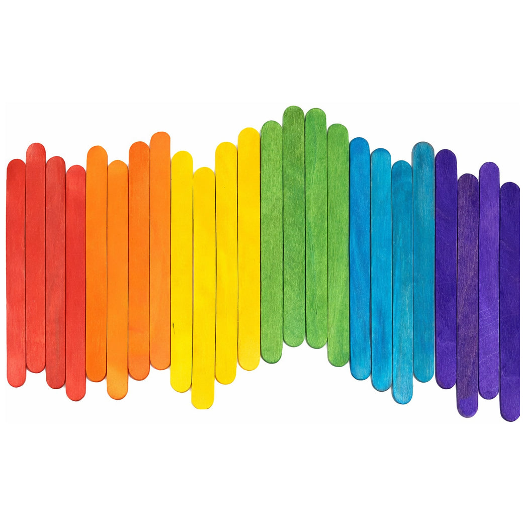 Jumbo 6 Inch Colored Wooden Popsicle Sticks Rainbow Craft Sticks for Kids Education Art and DIY Projects