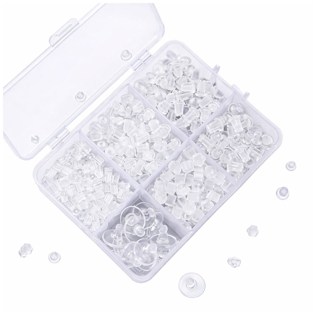 6 Styles Clear Silicone Earring Backs Hypoallergenic Rubber Clutch Stoppers for Studs Hooks and Hoops