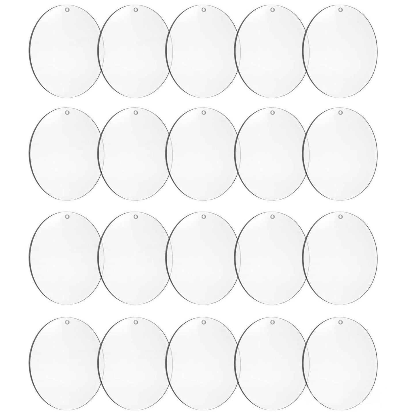 Clear Round Acrylic Blanks with Holes for DIY Christmas Ornaments Crafting and Painting, Pack of 20