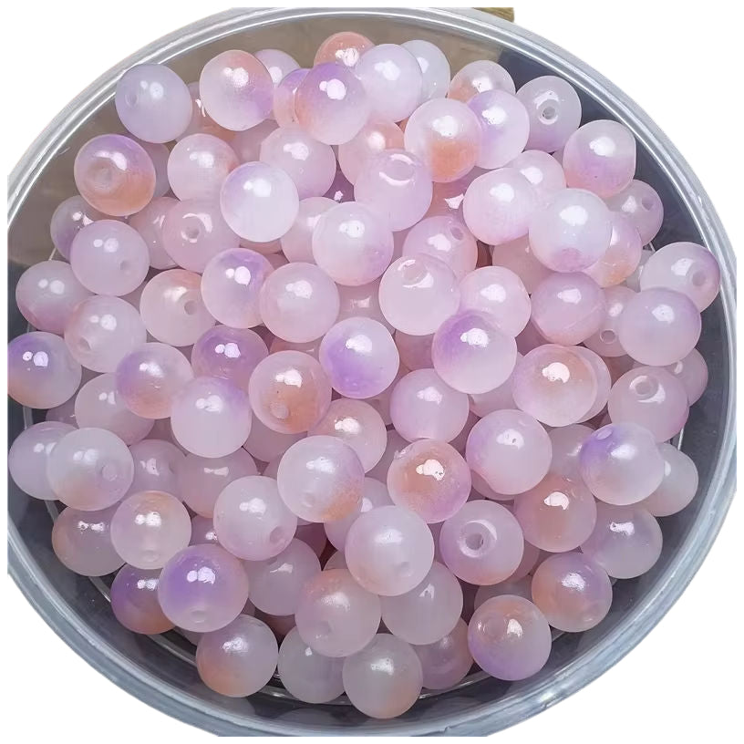 8mm Glass Beads for Bracelet Design and DIY Jewelry Craft Projects, Pack of 100