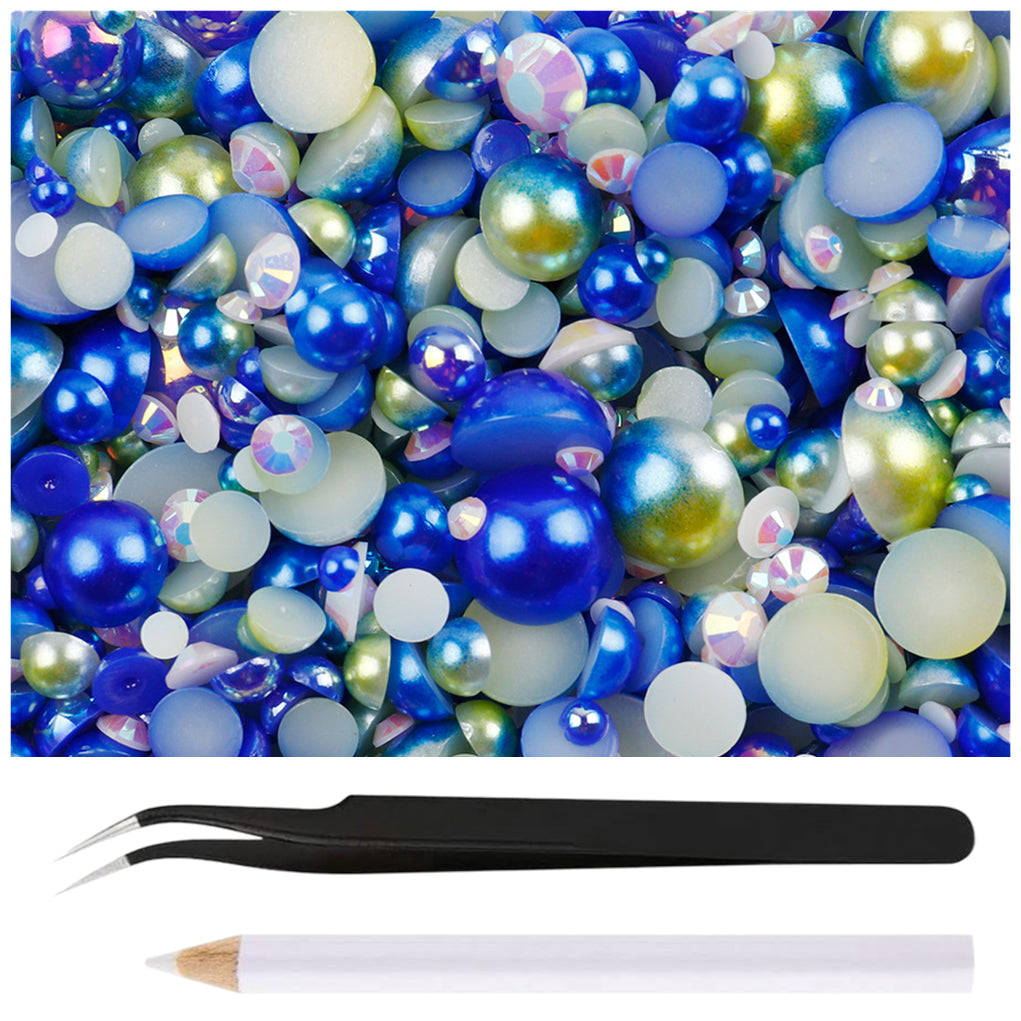 30g Mixed Flatback Rhinestones and Half Pearls for DIY Crafts Shoes Nails Tumblers Garments Bags
