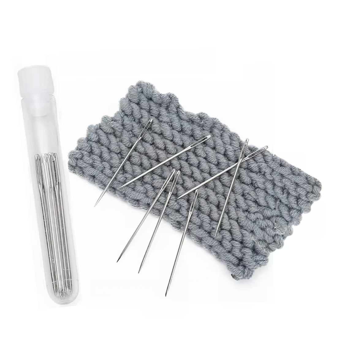 Large-Eye Blunt Stainless Steel Needles Set for Yarn, Sewing, Knitting, Crafting & Finishing Crochet