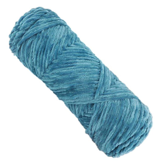 Peacock Blue Thick Chenille Yarn for Knitting/Crochet, #5 Weight (120 Yards)