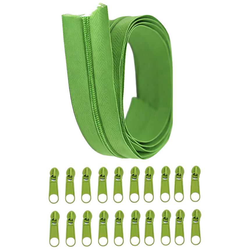 Nylon Coil Zipper 10 Yards with 20 Sliders for DIY Sewing Bags Garments and Crafts