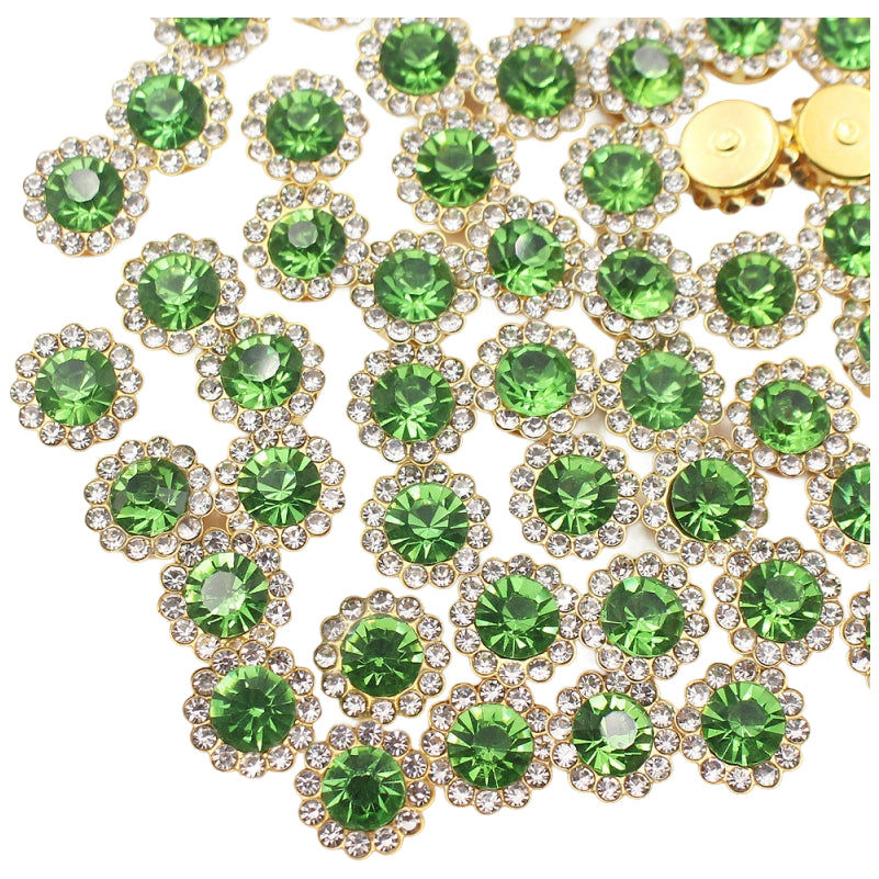 12mm Sew On Crystal Rhinestones with Metal Claw Base for Clothes, Shoes, and Crafts, Pack of 100