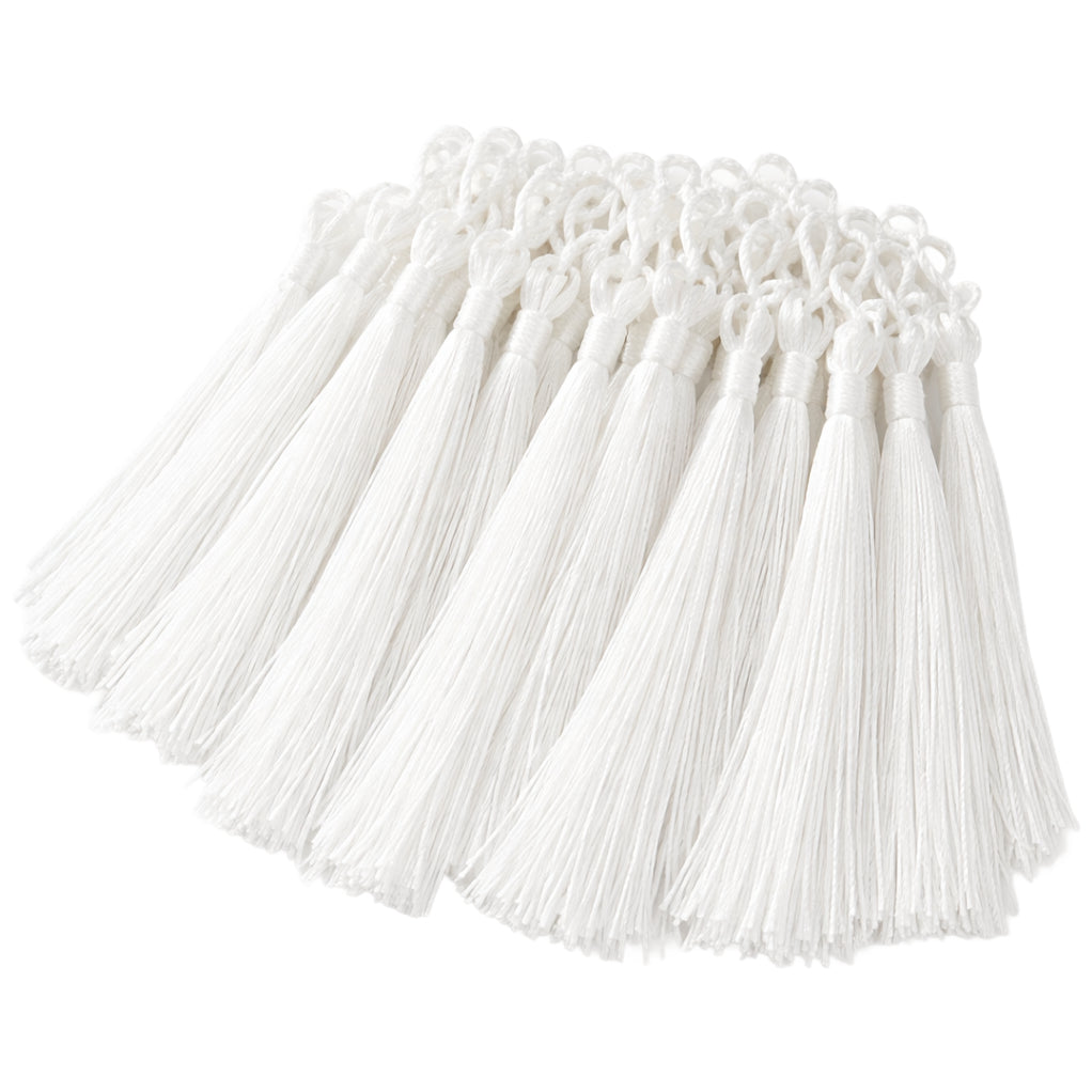 Mini Tassels with Loops 5 Inch Polyester Silky Tassels for Bookmarks and Crafts, Pack of 120