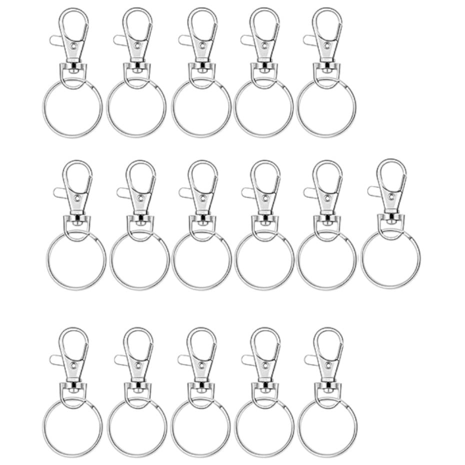 Lobster Claw Clasps and Key Rings for Keychain Jewelry Making and Craft Projects Silver