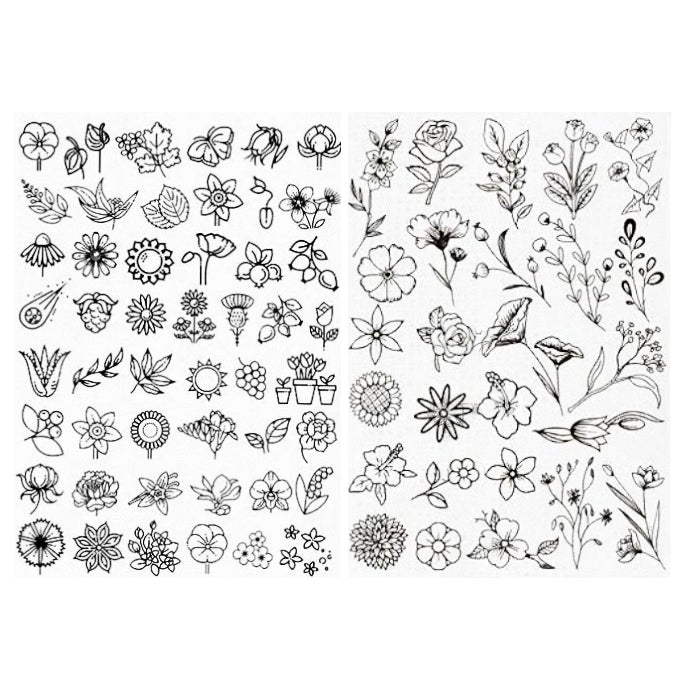 Water Soluble Embroidery Stabilizer Stick and Stitch Transfer Paper with Pre Printed Patterns for Hand Sewing Beginners, Pack of 2