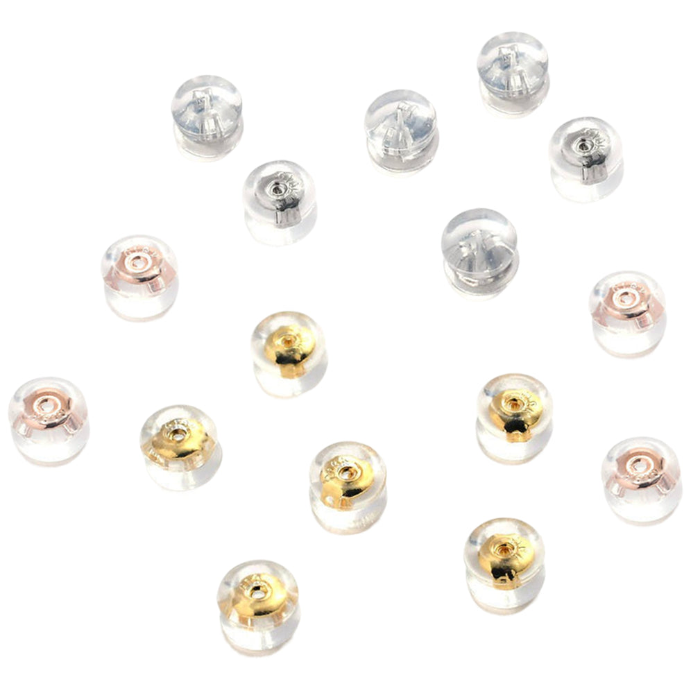 18K Gold Plated Silicone Earring Backs Hypoallergenic Secure Locking Stud Backings for Women Men Kids