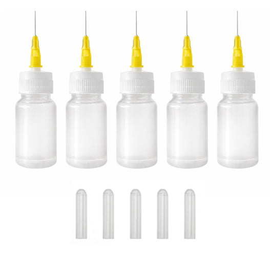 Needle Tip Glue Squeeze Bottles Precision Applicator Bottles for DIY Crafts Repairs and Fine Glue Lines, Pack of 5