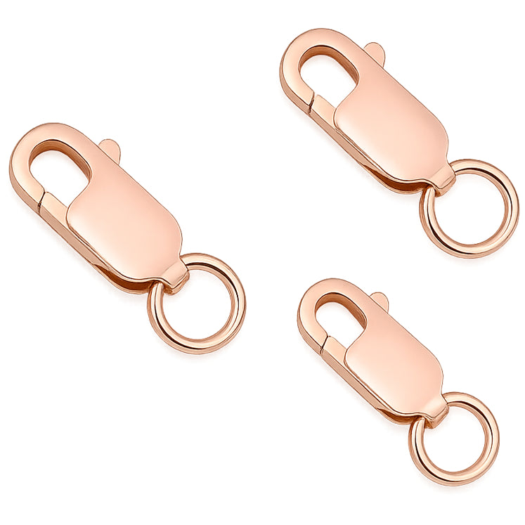 18K Gold Rectangle Lobster Claw Clasps with Jump Rings for DIY Jewelry Making, Hypoallergenic Nickel Free
