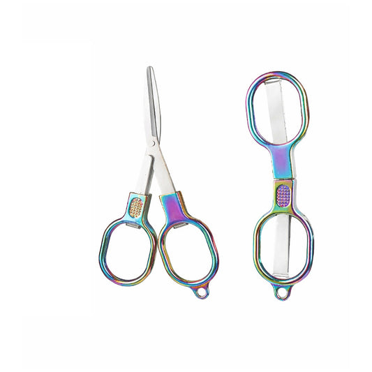 Folding Stainless Steel Mini Travel Scissors Portable Safety Pocket Scissors for Home Office Craft and Outdoor Use, Pack of 2