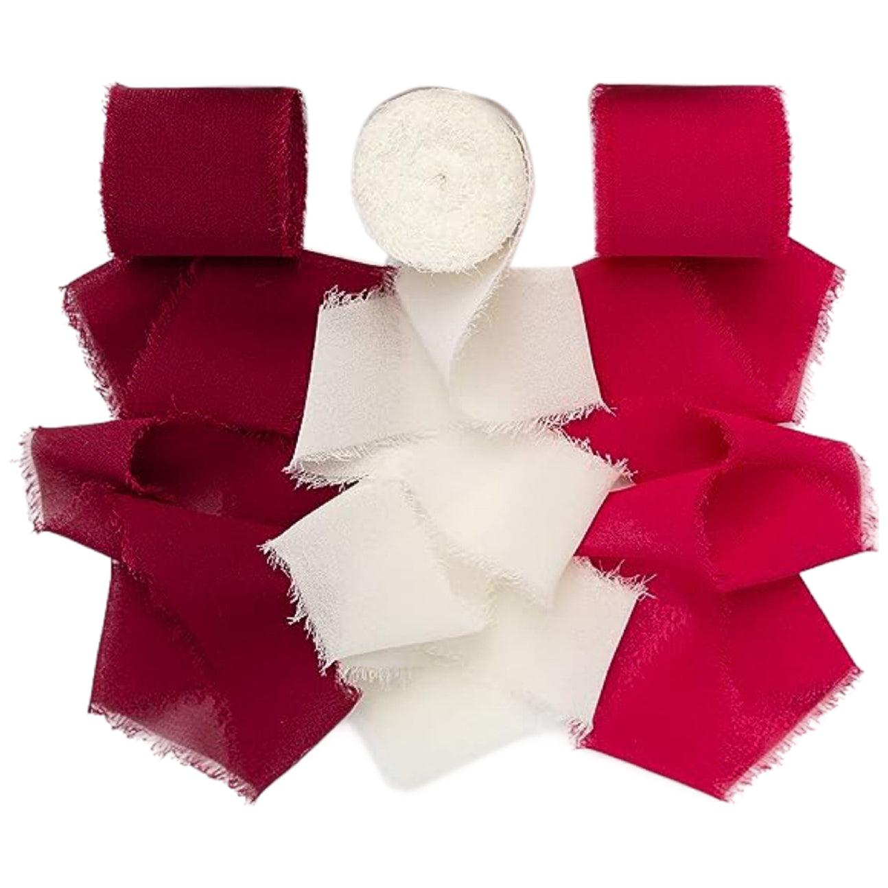 1.5 Inch x 7 Yards Chiffon Silk Ribbon Set for Wedding Bouquets, Gifts, and Decorations, Pack of 3