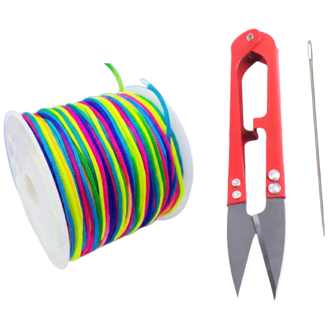 50 Yards Each Roll Nylon Core Spun Elastic Cord With Needle and Scissors for Jewelry Making and Crafts