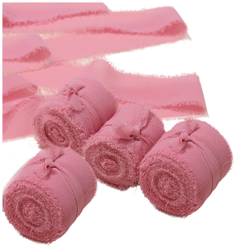 Chiffon Ribbon Rolls 1.5 Inch 5.5 Yards for Gift Wrapping Weddings Parties Floral DIY Crafts, Pack of 4