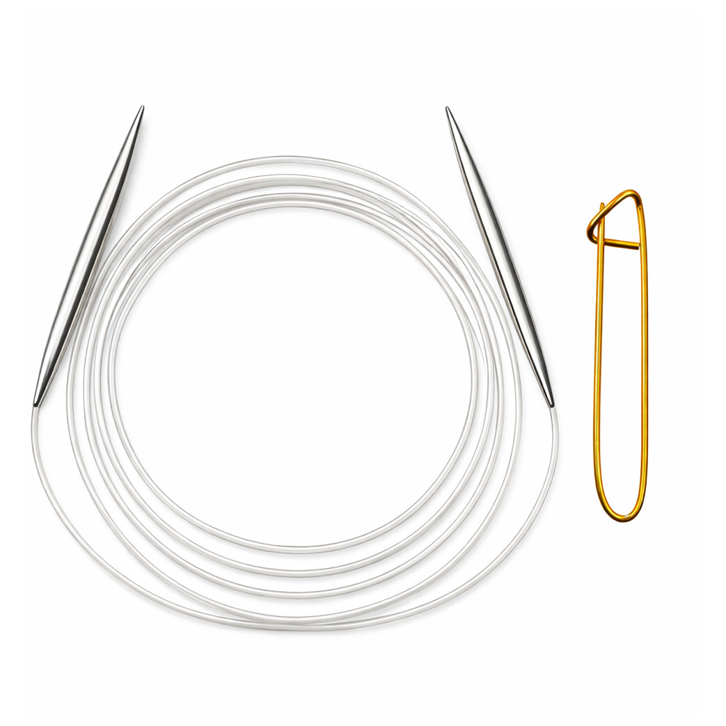 Stainless Steel Circular Knitting Needles with Stitch Holder for Hats Sleeves Scarves Baby Sweaters and Small Projects