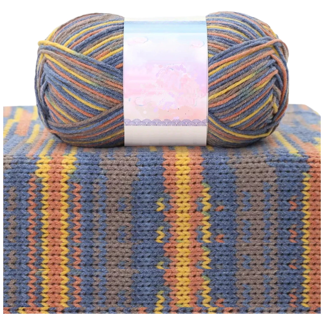 1.5mm Multicolored Fancy Yarn for Knitting & Crocheting Sweaters, Scarves & DIY Crafts, 50 Grams/1.76oz 175 yards
