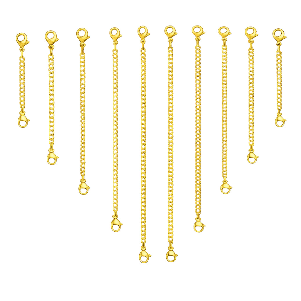 Stainless Steel Necklace Extender Chains for Bracelets Jewelry Making and Adjustable Necklace Length, Set of 10