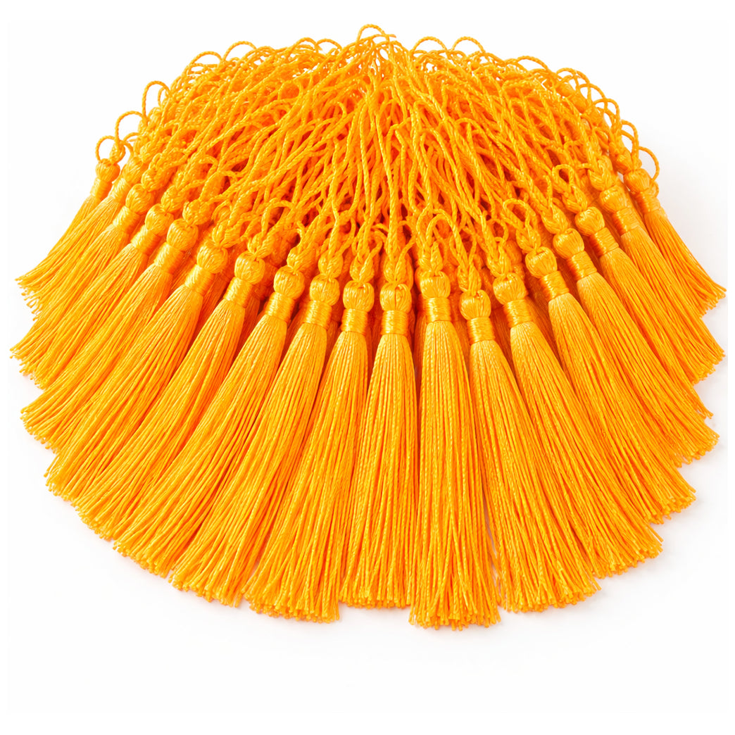 Mini Silky Tassels with Loops for Jewelry Making DIY Crafts Bookmarks Handmade Polyester 5 Inch, Pack of 100
