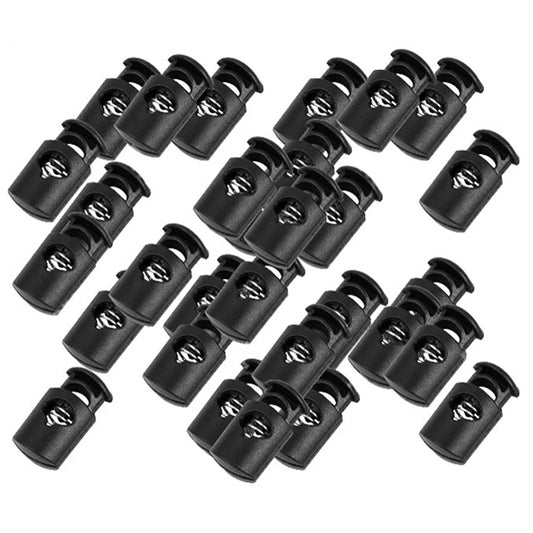 Black Plastic Cord Locks for Drawstrings and Shoelaces Durable Spring Toggle Stoppers for Bags and DIY