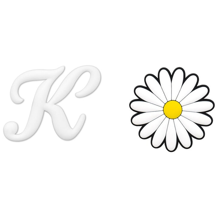 2pcs Letter and Flower Charms for Hand Bag, Decorative Alphabet Accessories Compatible with Rubber Tote