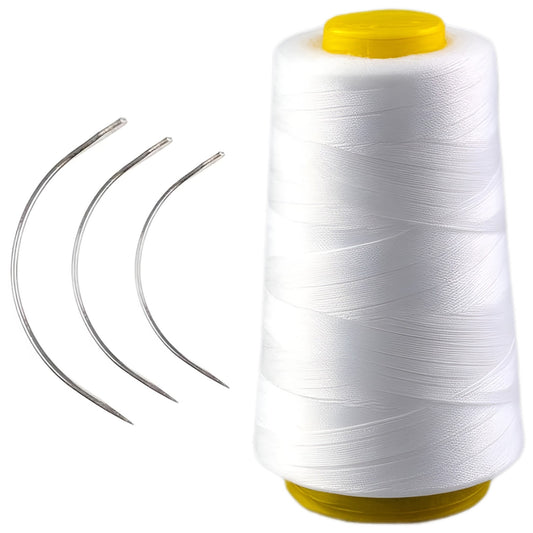 Thick Polyester Thread for Wig Making and Hair Extension Sewing with 3 Curved Needles