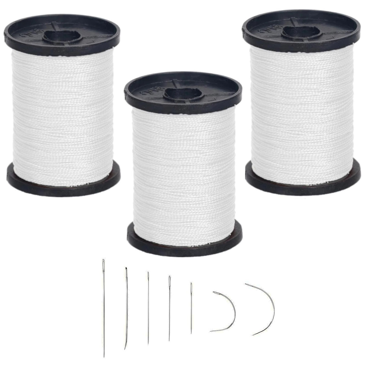 Heavy Duty Upholstery Repair Sewing Thread Kit with Leather and Canvas Needles and Nylon Thread Rolls
