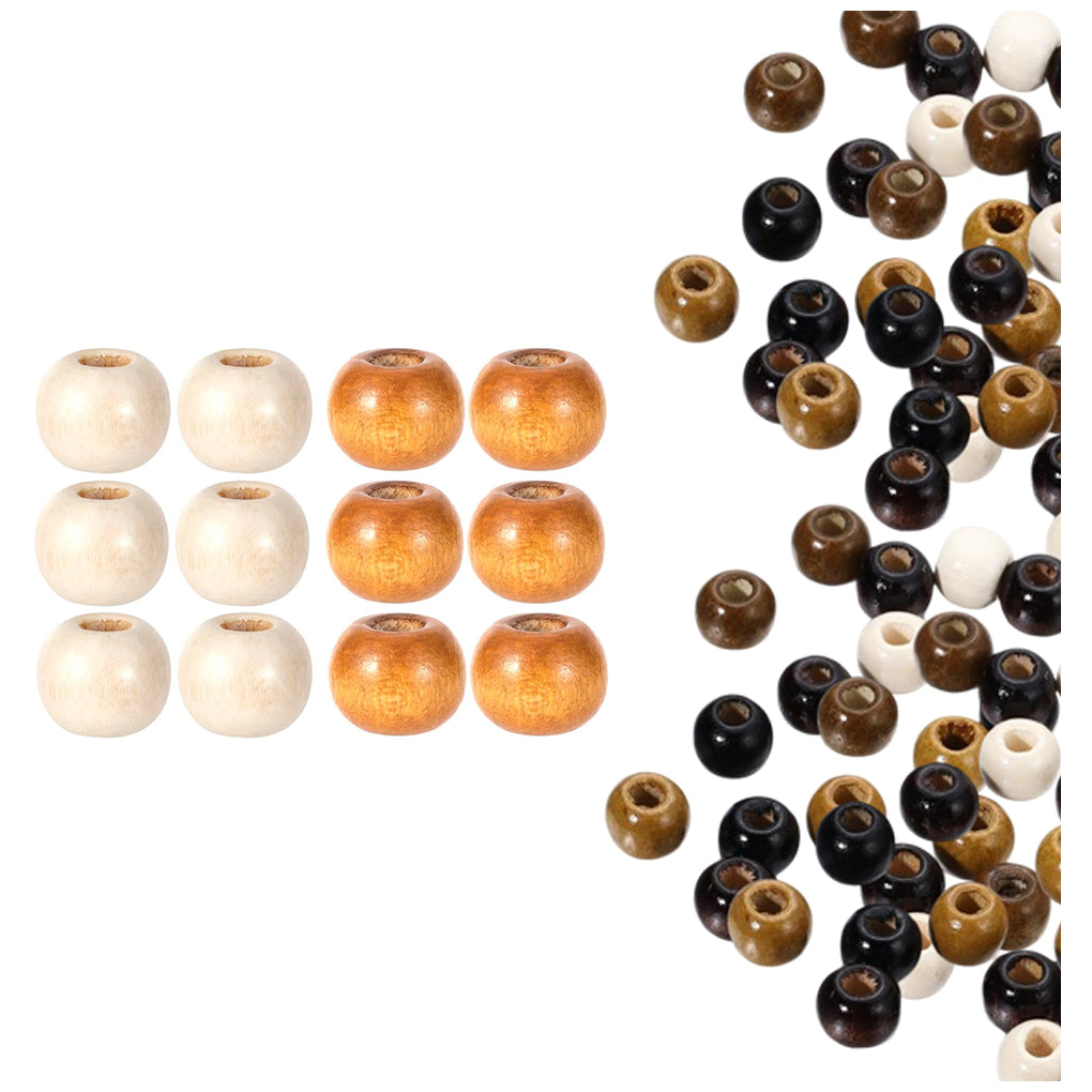 Natural Maple Wood Round Beads 9x10mm for Jewelry, Macrame, Hair, and DIY Crafts, Pack of 100
