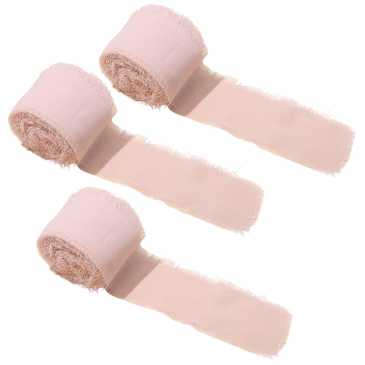 Chiffon Ribbon 1.5 Inch by 16.40yds Handmade Fringe Silk Ribbon for Gift Wrapping Wedding Bouquet and DIY Crafts, Pack of 3