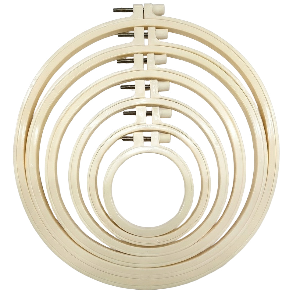6 Piece Plastic Embroidery Hoops Set 3.74 to 10.6in Multicolor Rings for Cross Stitch Needlework and DIY Crafts