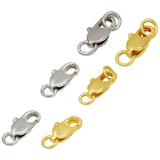 14K Gold Lobster Claw Clasps With Closed Jump Rings for Necklace Repairs and DIY Jewelry Making