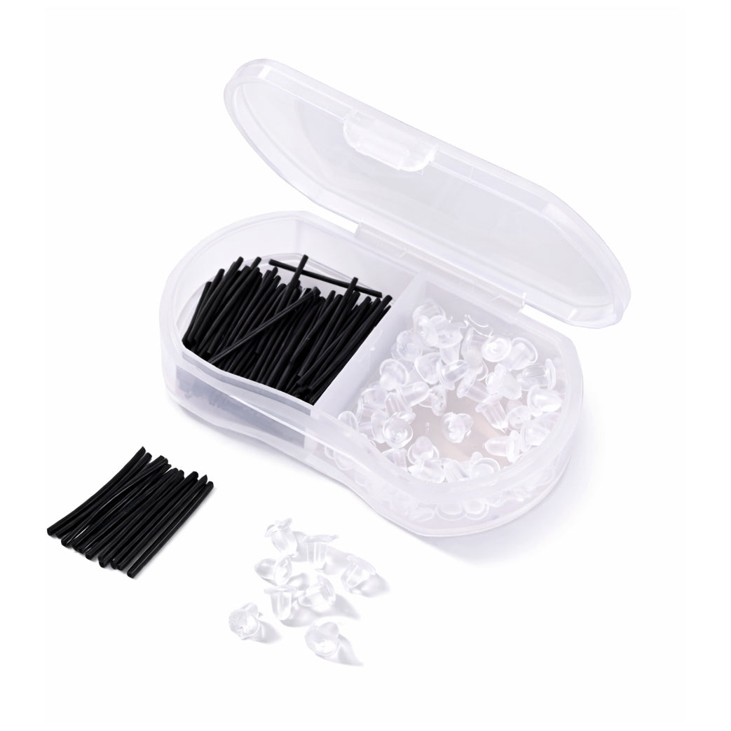 Clear Plastic Stud Earrings with Silicone Backs Transparent Posts and Storage Box for Sports Work and DIY Jewelry Making Set