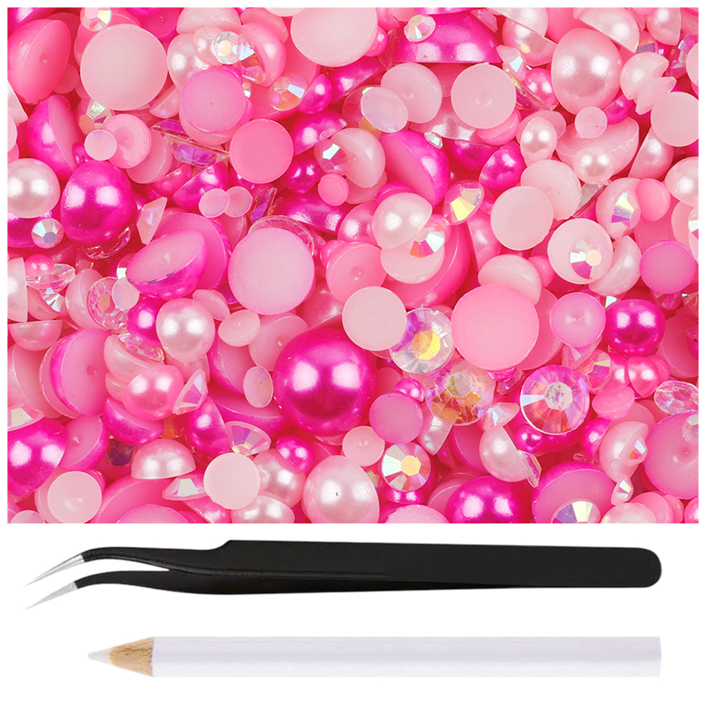 30g Mixed Flatback Rhinestones and Half Pearls for DIY Crafts Shoes Nails Tumblers Garments Bags