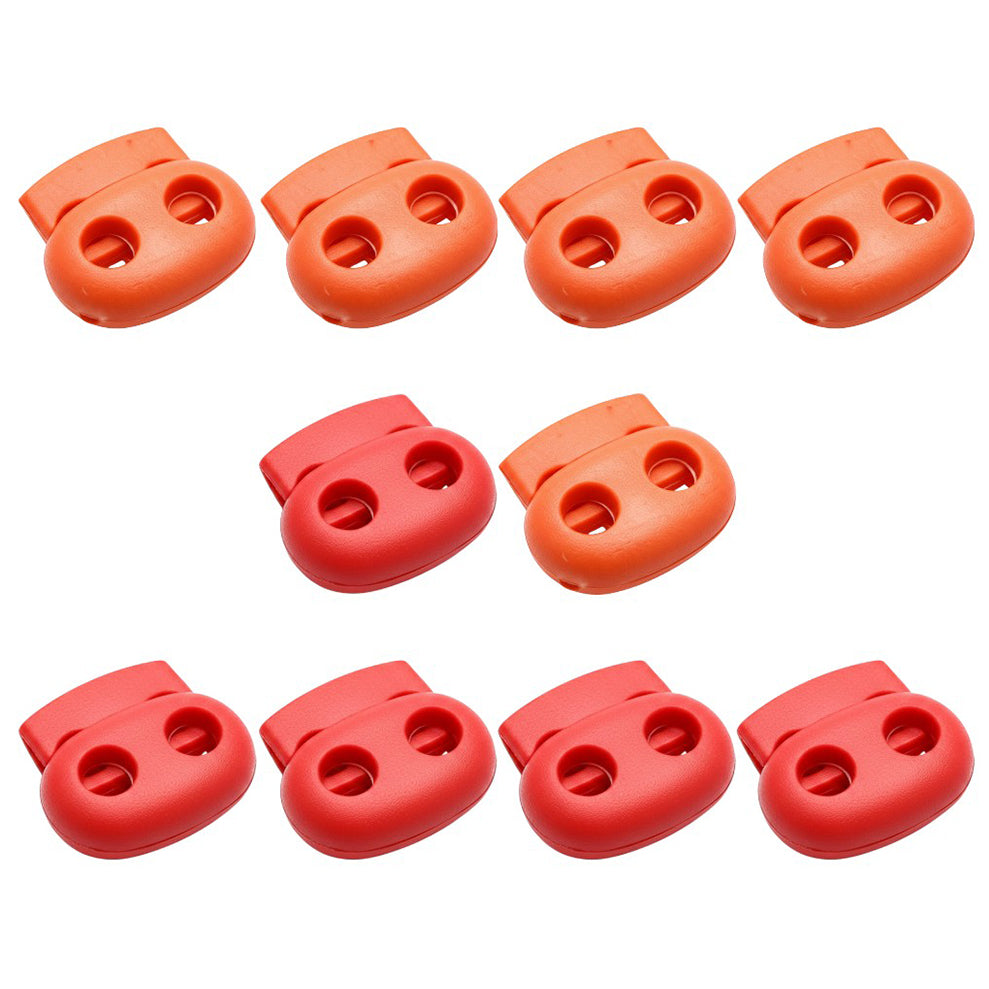 Double Hole Plastic Spring Cord Lock Toggles for Drawstrings Paracord Shoelaces and Elastic Bungee Rope